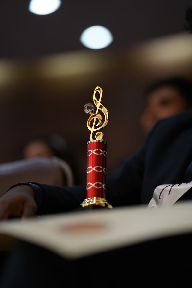 Music graduation award trophy